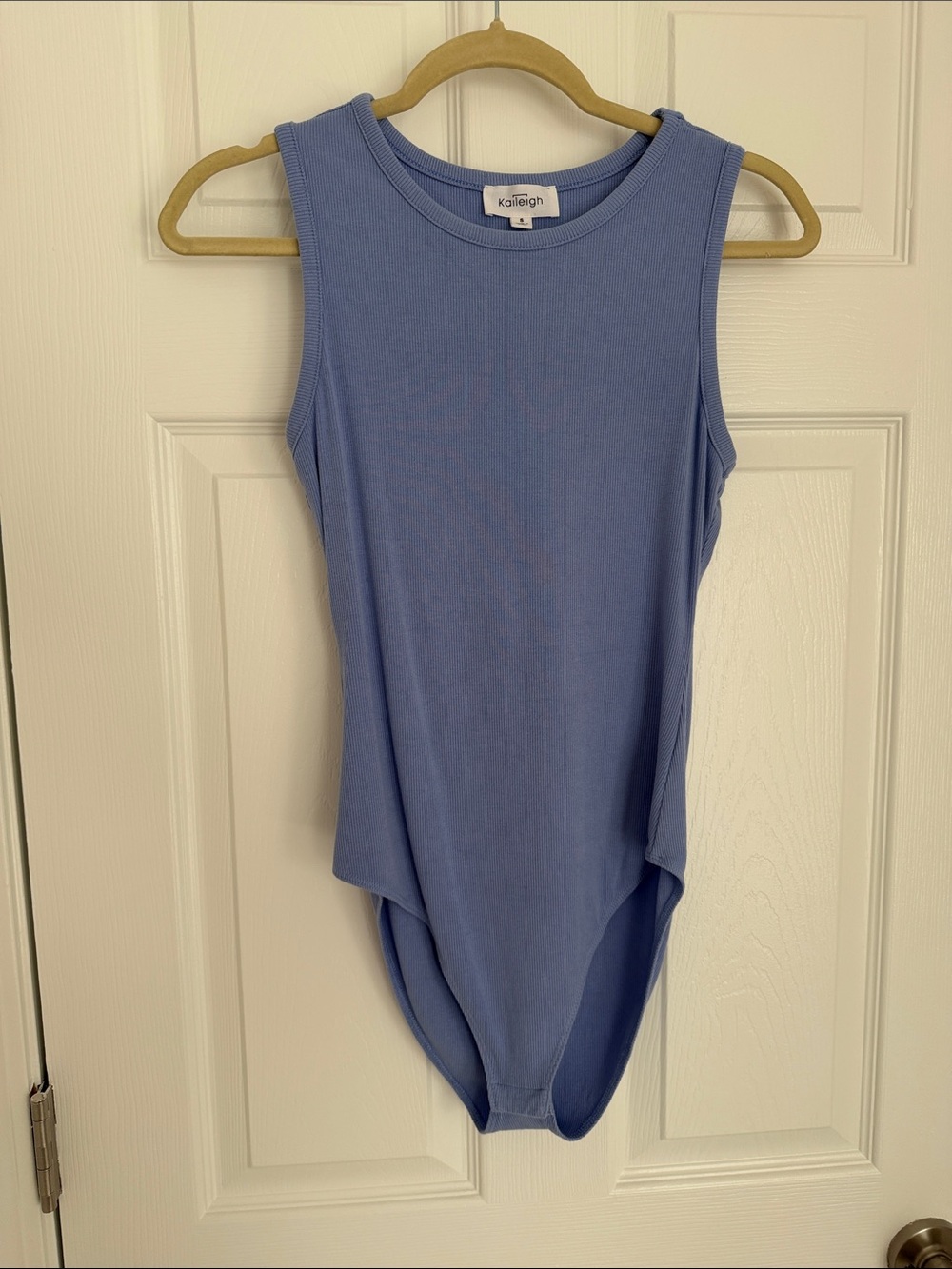 Kaileigh Periwinkle Ribbed Sleeveless Bodysuit